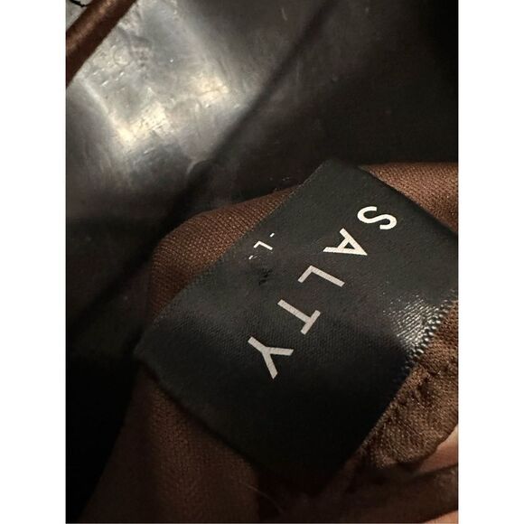 Beautiful Salty SIZE LARGE Satin brown Cinch Mini Dress  Cowl neck, adjustable c - Picture 5 of 6